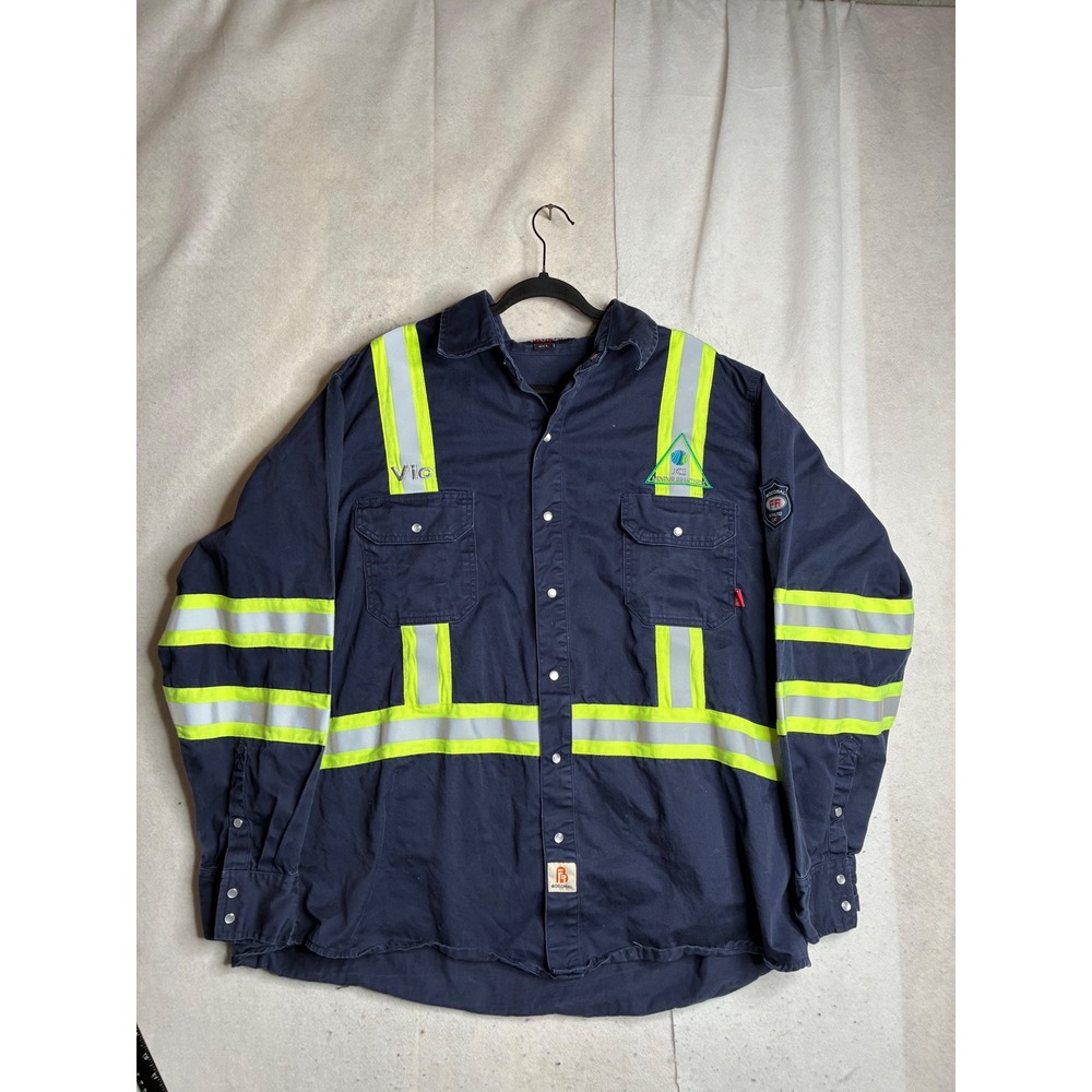 Bocomal FR Shirt Mens 3XL Navy Blue Flame Resistant High JCI Mining NFPA 2112
